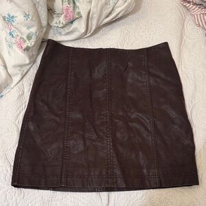 Free people Brown Leather Skirt